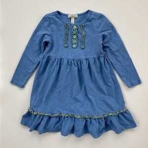 Matilda Jane Girl's Blue Long-sleeve Ruffled Knit Dress Size 2